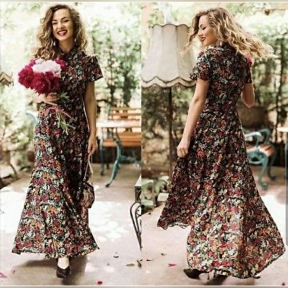 Zara Floral Printed Long Maxi Shirt Dress - Picture 10 of 10